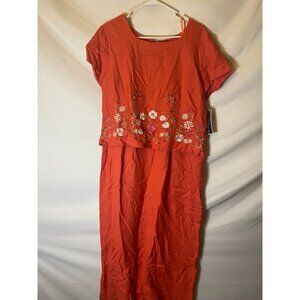 Mosaic NWT Womens Size 16P 16 Petite Dress Coral Pink Floral Midi Vintage 90s